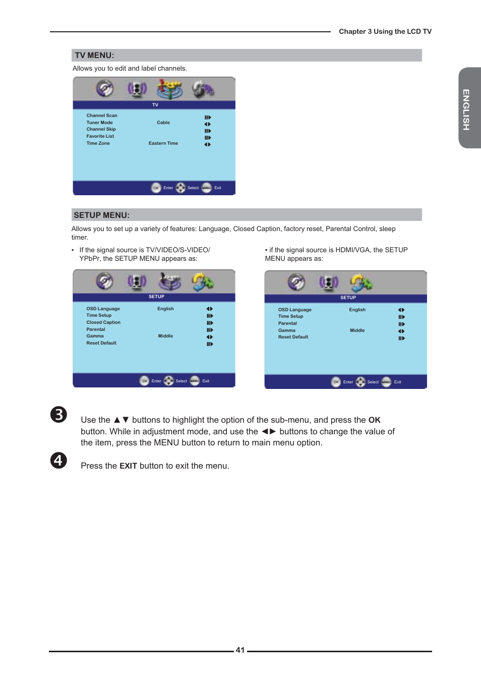 Press the, Button to exit the menu | Memorex MLTD2622 User Manual | Page 43 / 123