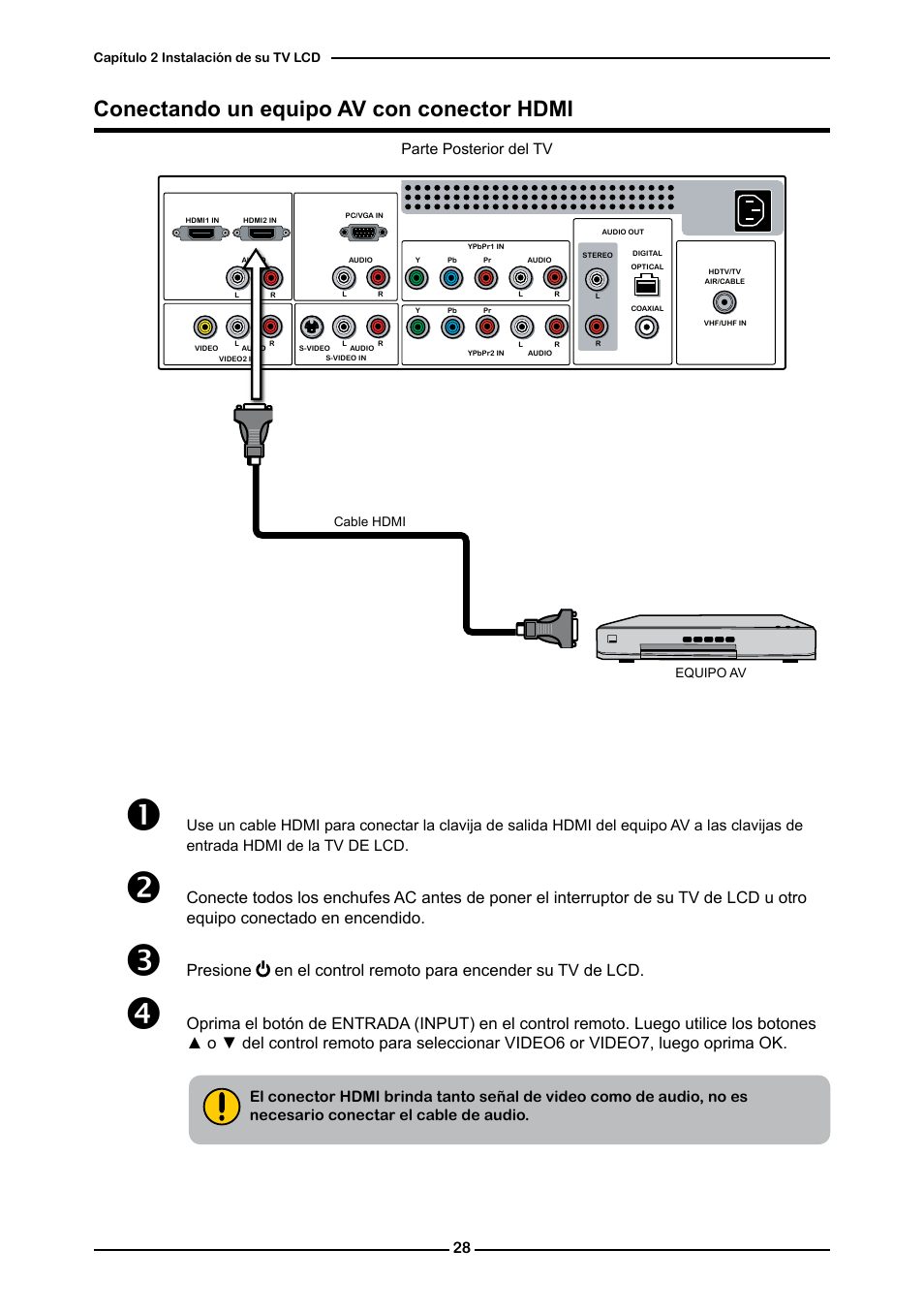 Conectando un equipo av con conector hdmi | Memorex MLTD2622 User Manual | Page 90 / 123