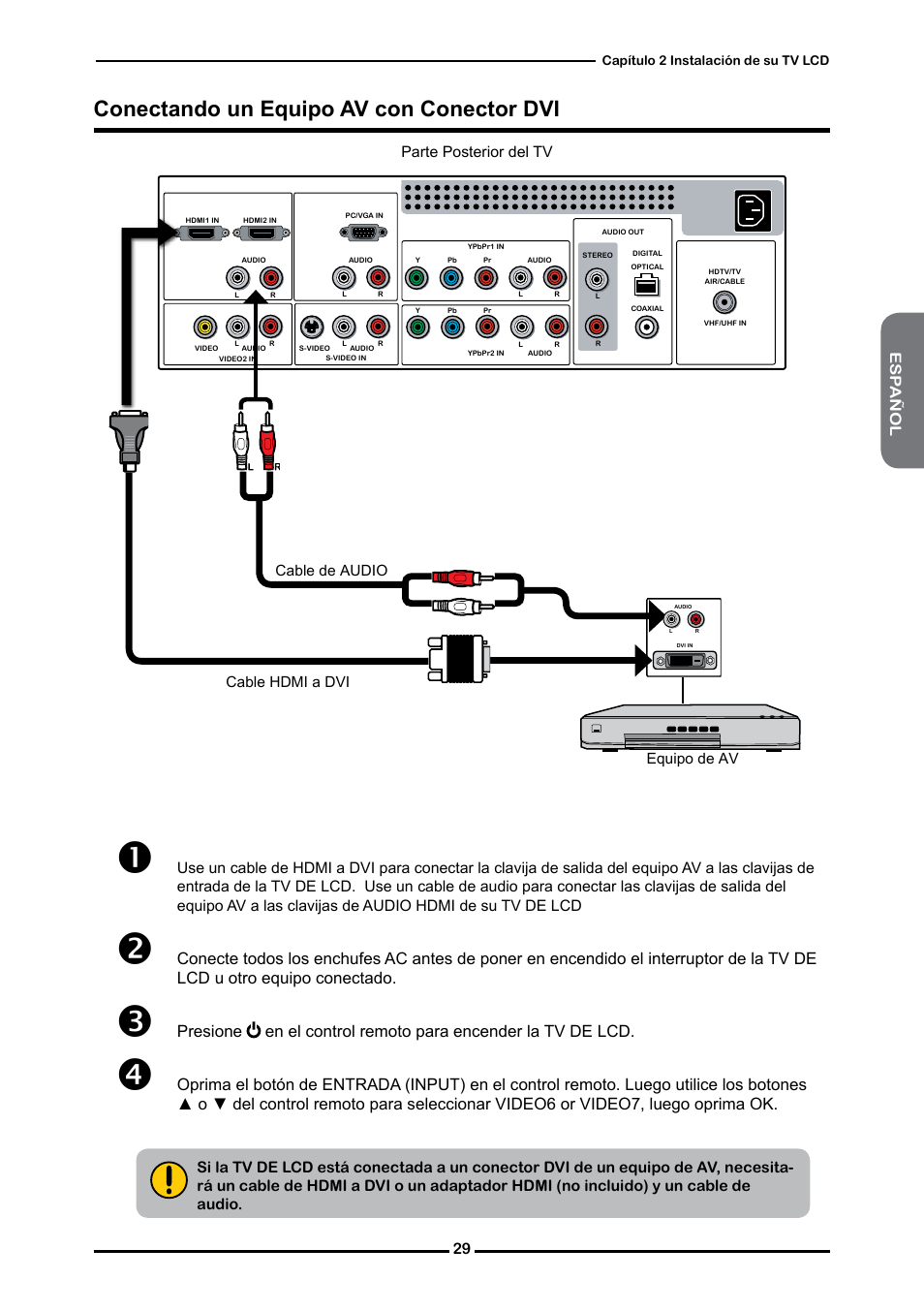 Conectando un equipo av con conector dvi | Memorex MLTD2622 User Manual | Page 91 / 123