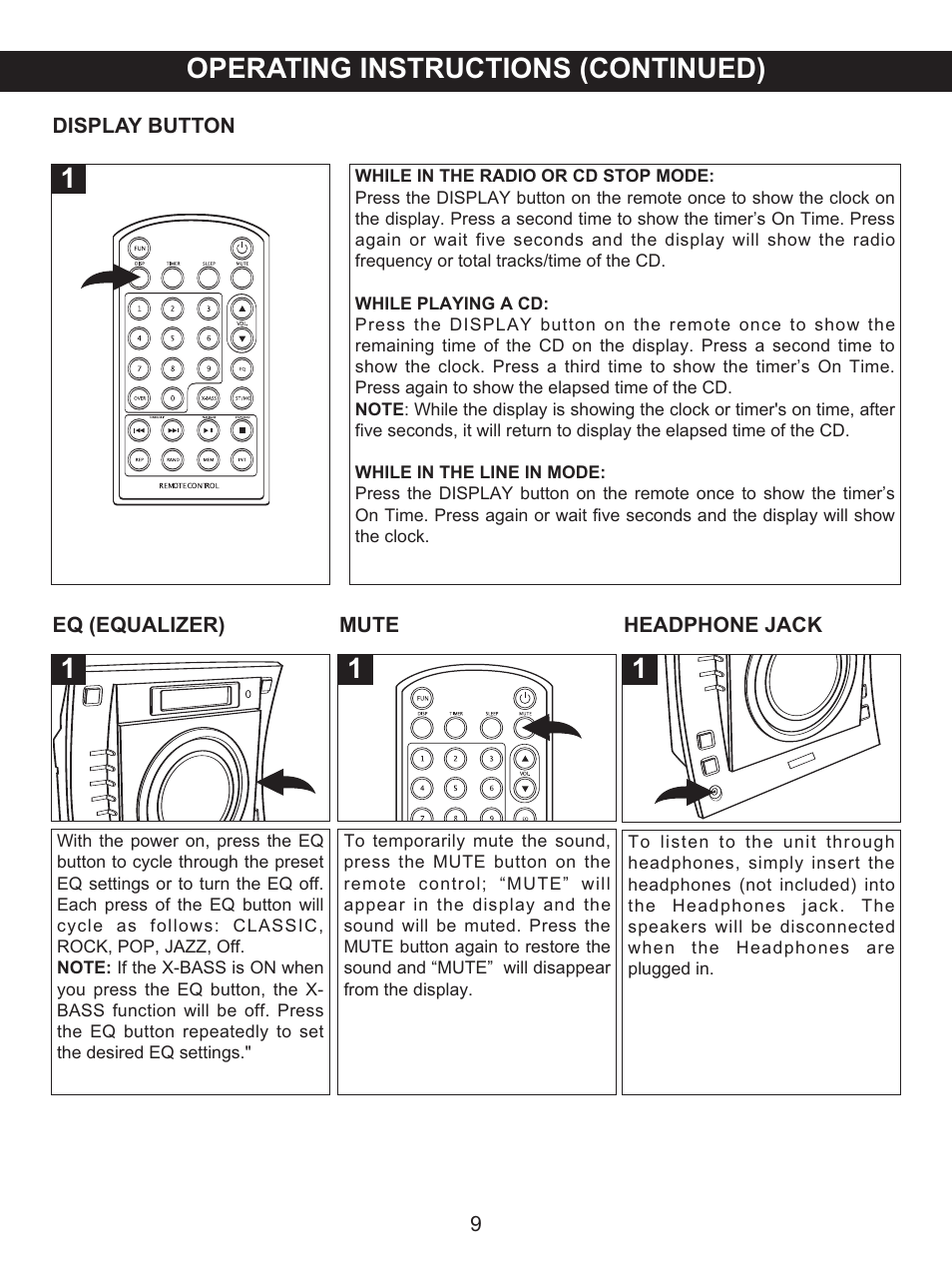 1operating instructions (continued) | Memorex MX4137 User Manual | Page 10 / 40