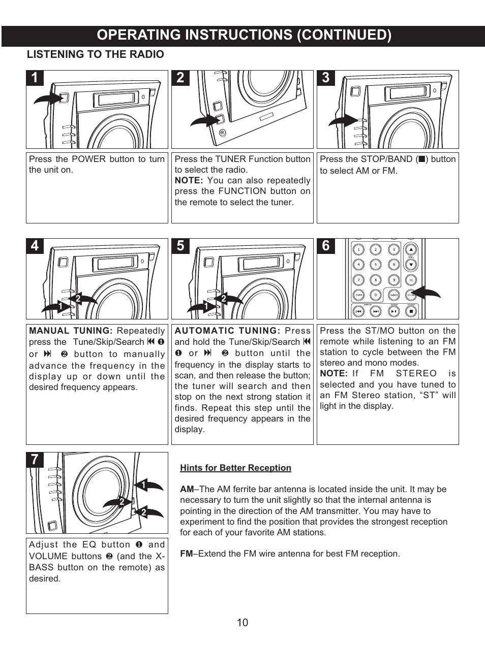 Operating instructions (continued) | Memorex MX4137 User Manual | Page 11 / 40