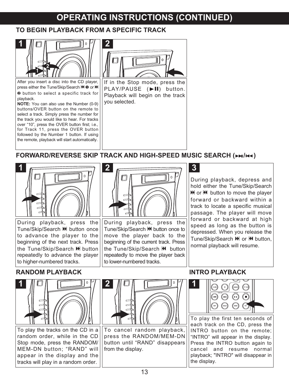 Operating instructions (continued) | Memorex MX4137 User Manual | Page 14 / 40