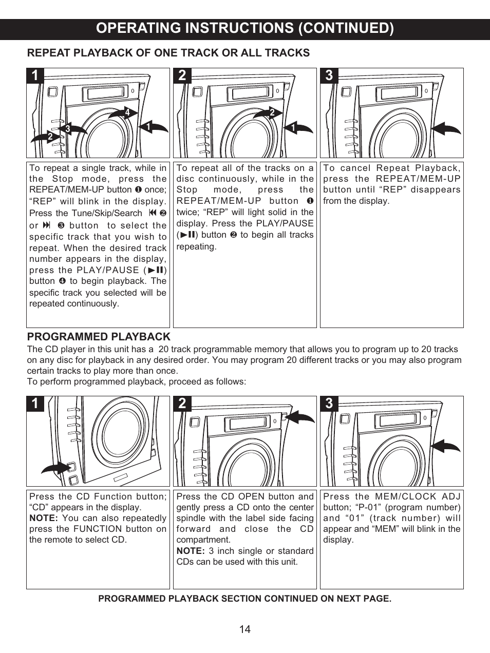 Operating instructions (continued) | Memorex MX4137 User Manual | Page 15 / 40