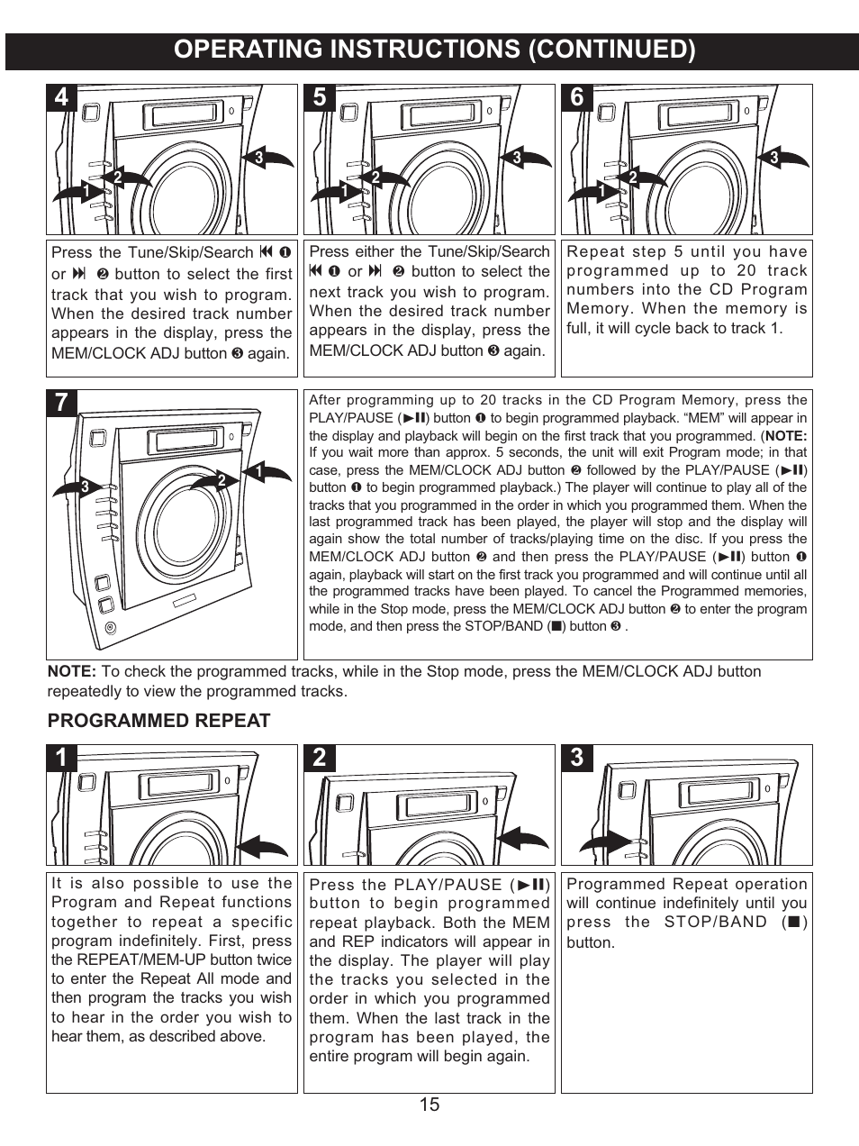 Operating instructions (continued) | Memorex MX4137 User Manual | Page 16 / 40