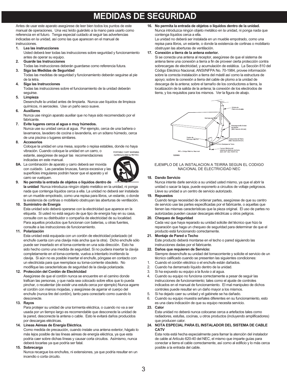 Medidas de seguridad | Memorex MX4137 User Manual | Page 23 / 40