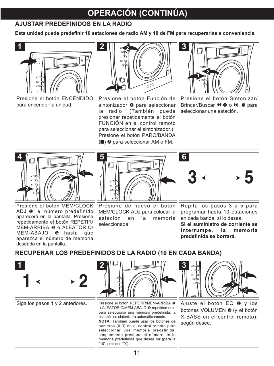 Operación (continúa) | Memorex MX4137 User Manual | Page 31 / 40