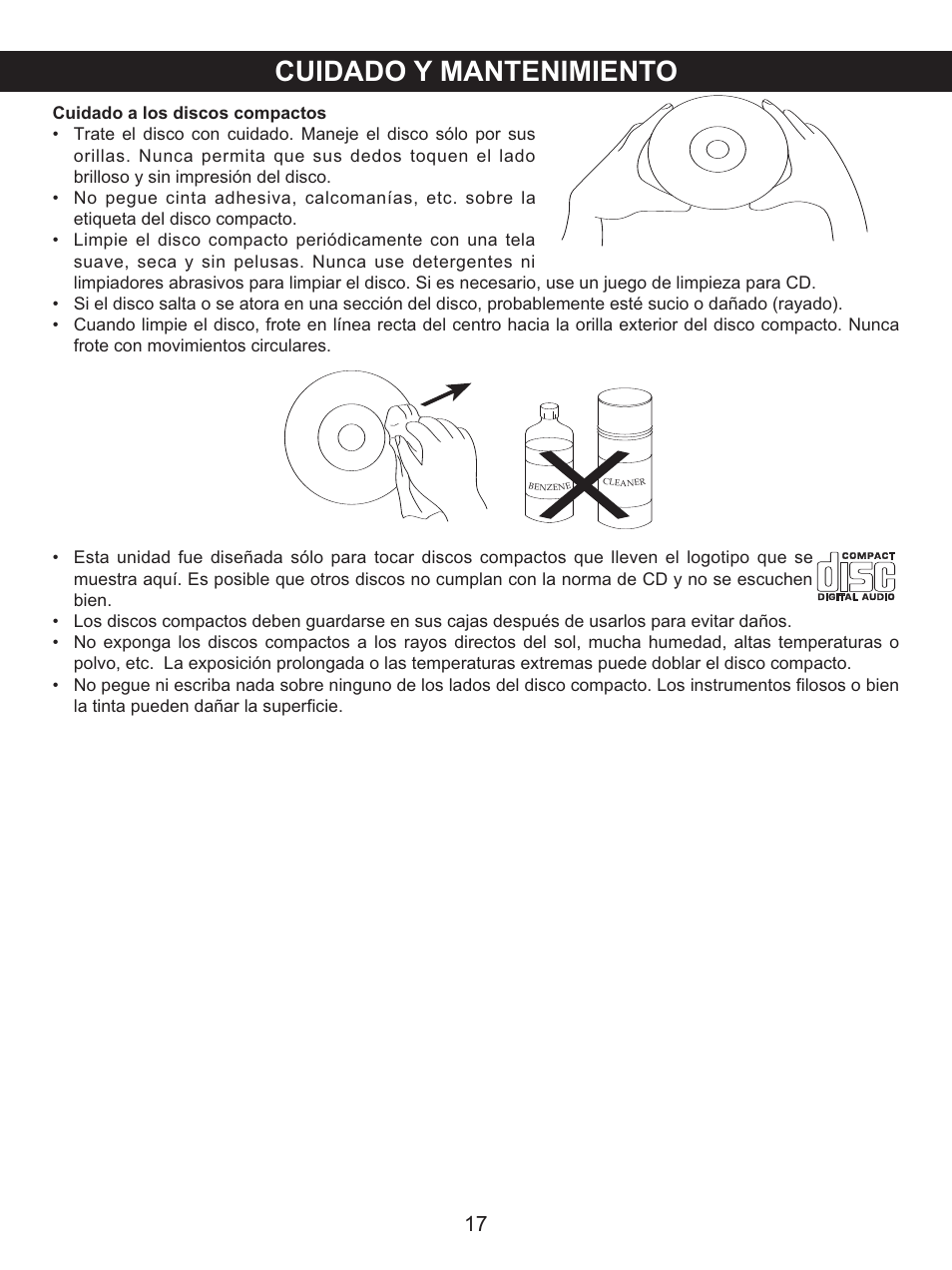 Cuidado y mantenimiento | Memorex MX4137 User Manual | Page 37 / 40