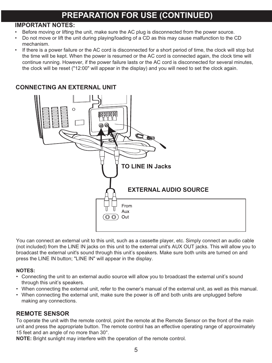 Preparation for use (continued) | Memorex MX4137 User Manual | Page 6 / 40