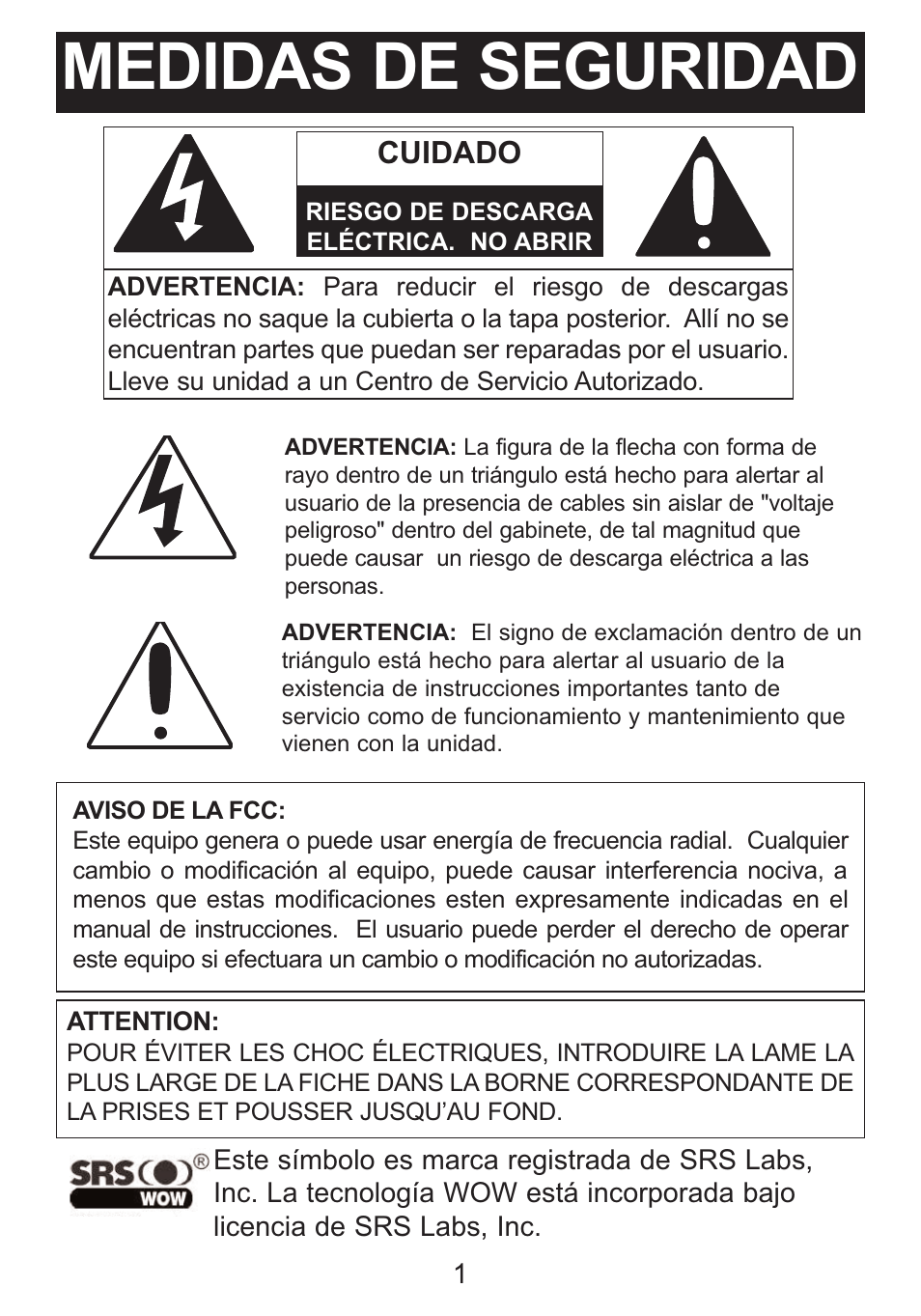 Medidas de seguridad, Cuidado | Memorex iListen Mi1006 User Manual | Page 19 / 34