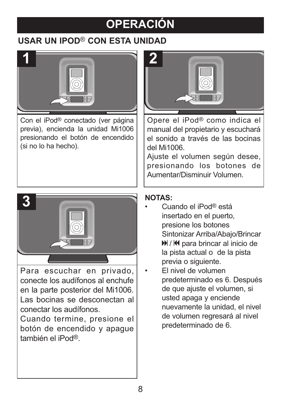 Operación | Memorex iListen Mi1006 User Manual | Page 26 / 34