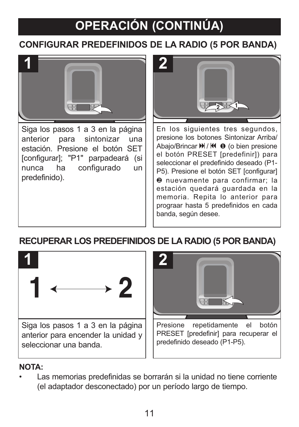 Operación (continúa) | Memorex iListen Mi1006 User Manual | Page 29 / 34