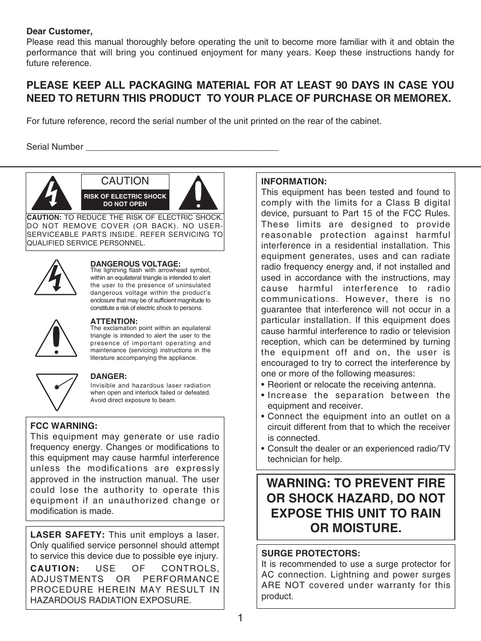 Caution | Memorex MP3227 User Manual | Page 2 / 17