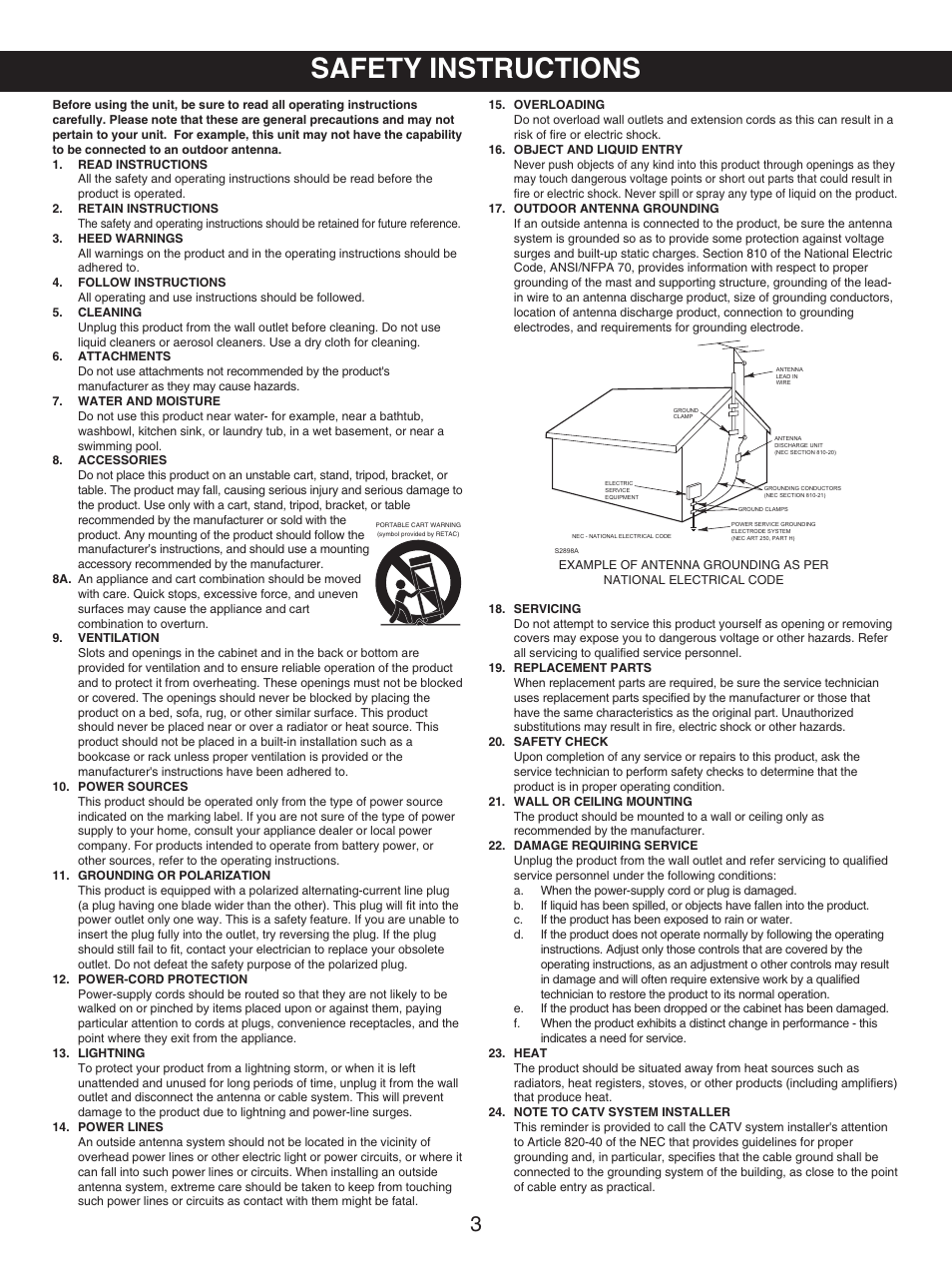 Safety instructions | Memorex MP3227 User Manual | Page 4 / 17