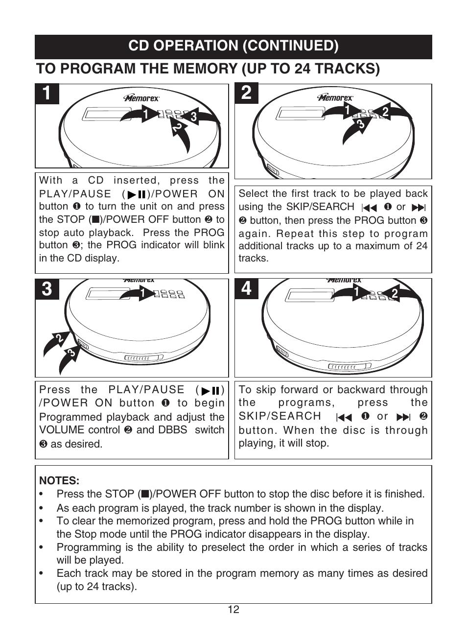 Cd operation (continued) | Memorex MD6459 User Manual | Page 13 / 17