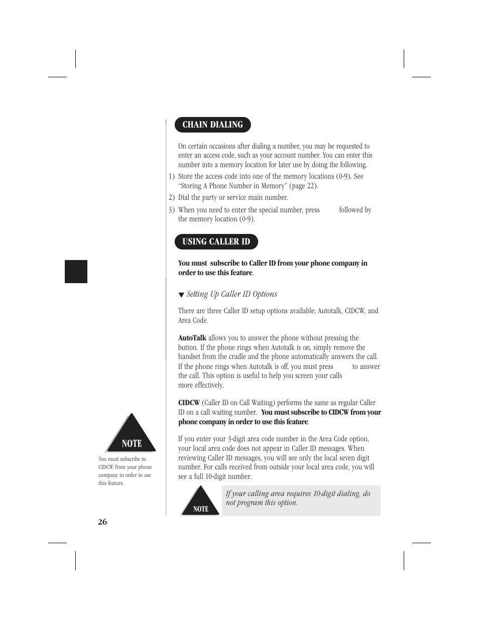 Chain dialing, Using caller id | Memorex MPH6928 User Manual | Page 27 / 80