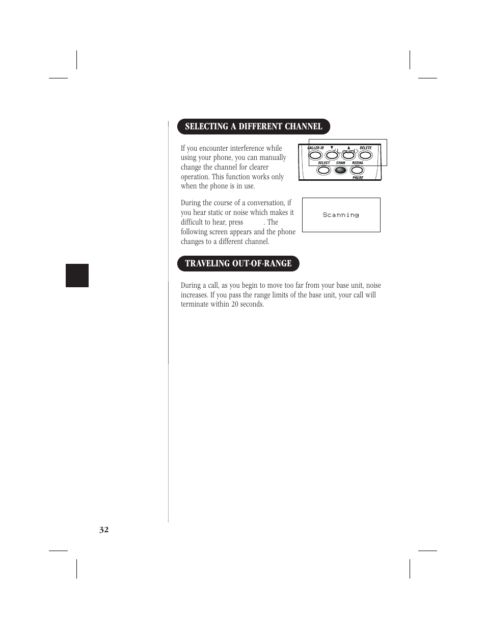 Selecting a different channel, Traveling out-of-range | Memorex MPH6928 User Manual | Page 33 / 80