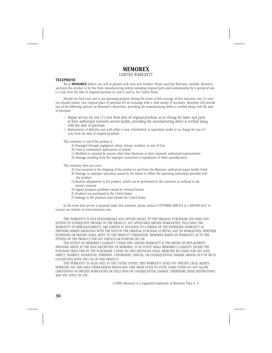 Limited warranty | Memorex MPH6928 User Manual | Page 37 / 80
