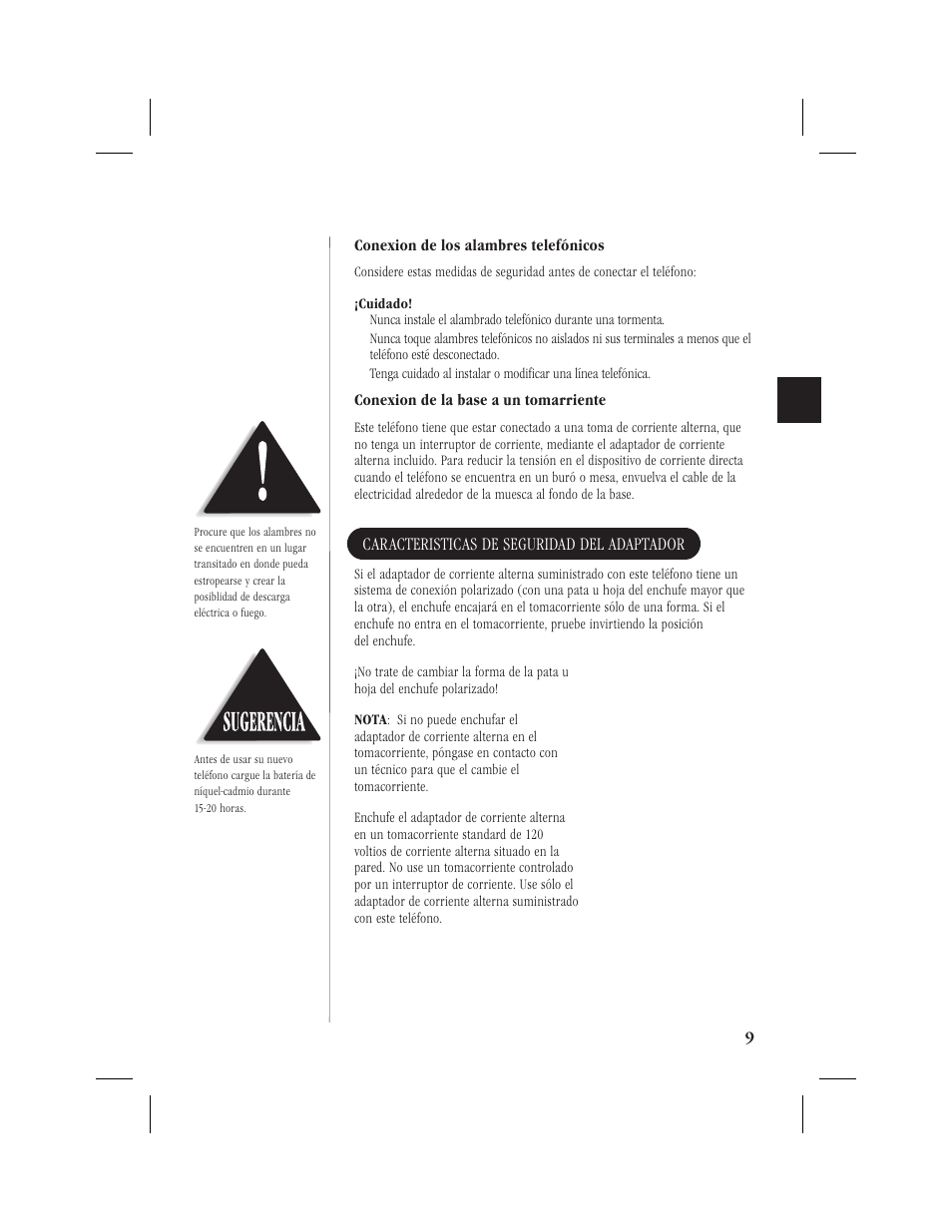 Caracteristicas de seguridad del adaptador | Memorex MPH6928 User Manual | Page 50 / 80