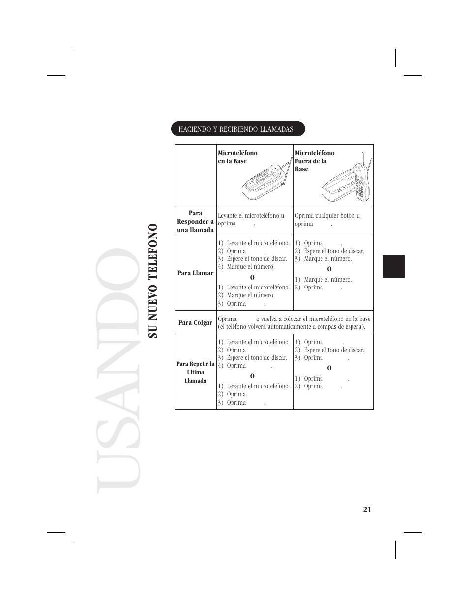 Usando, Su nuev o telefon o | Memorex MPH6928 User Manual | Page 62 / 80
