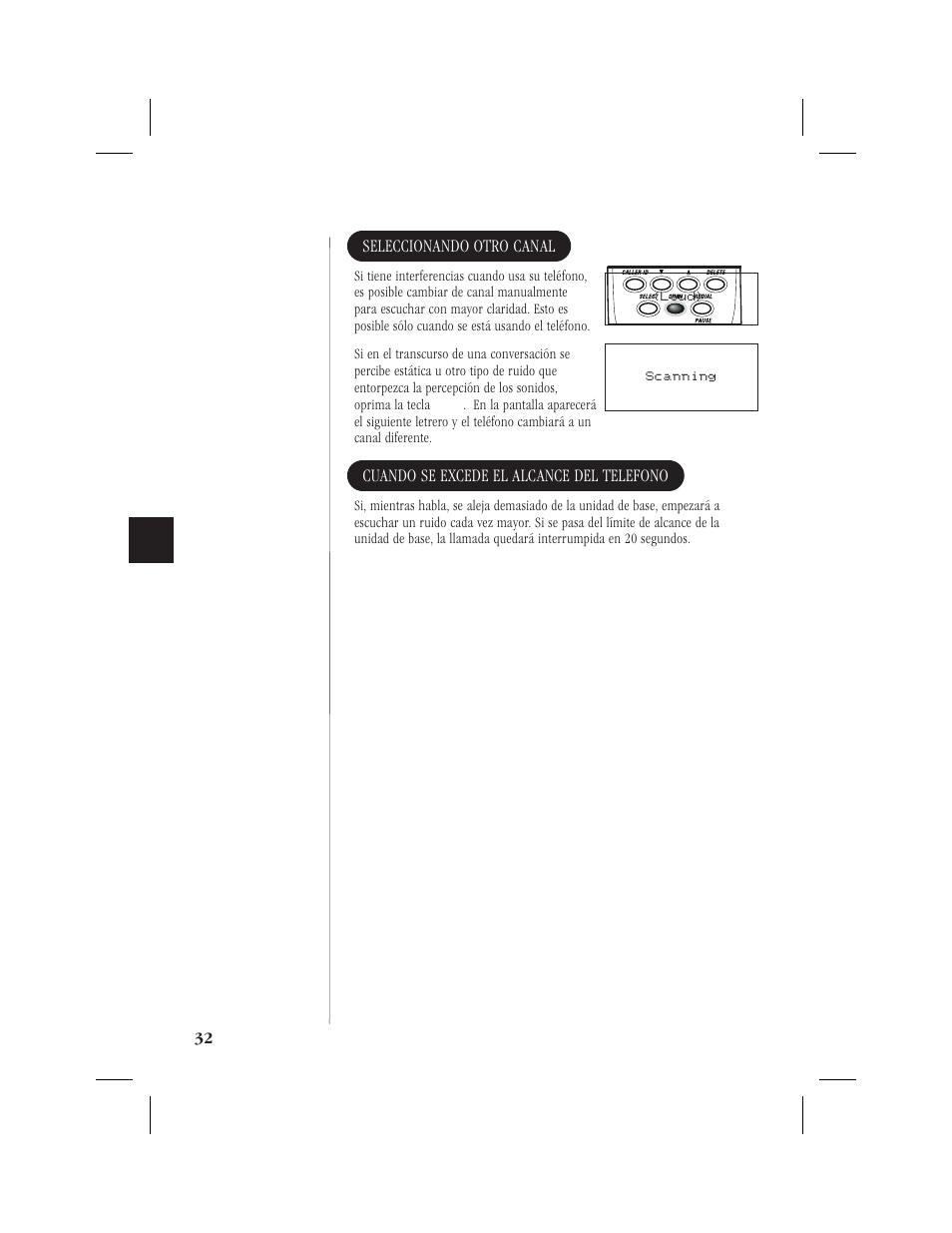 Seleccionando otro canal, Cuando se excede el alcance del telefono | Memorex MPH6928 User Manual | Page 73 / 80