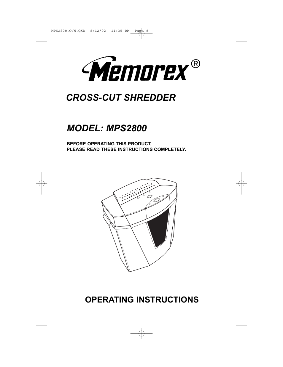 Memorex MPS2800 User Manual | 8 pages