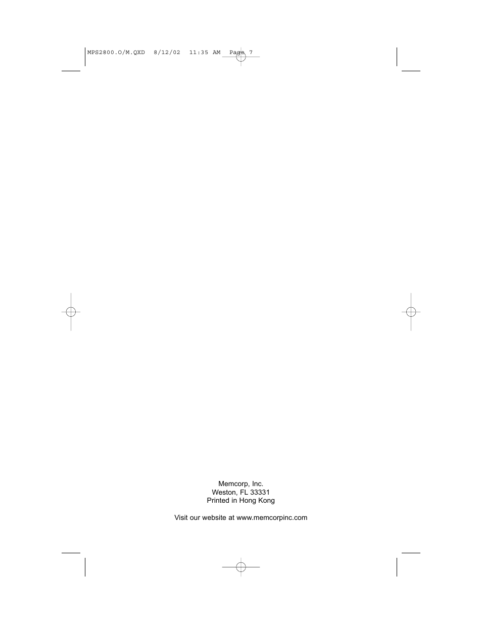 Memorex MPS2800 User Manual | Page 8 / 8