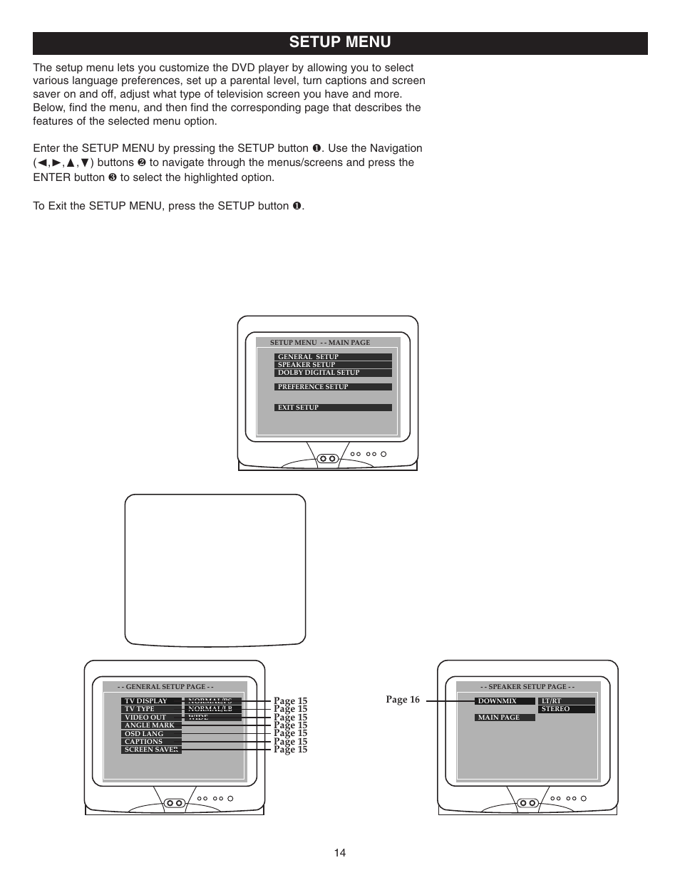 Setup menu | Memorex MVD2022 User Manual | Page 15 / 35
