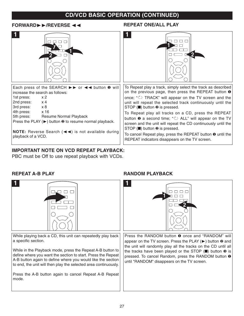 Cd/vcd basic operation (continued) | Memorex MVD2022 User Manual | Page 28 / 35