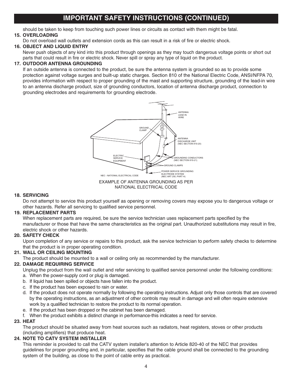 Important safety instructions (continued) | Memorex MVD2022 User Manual | Page 5 / 35