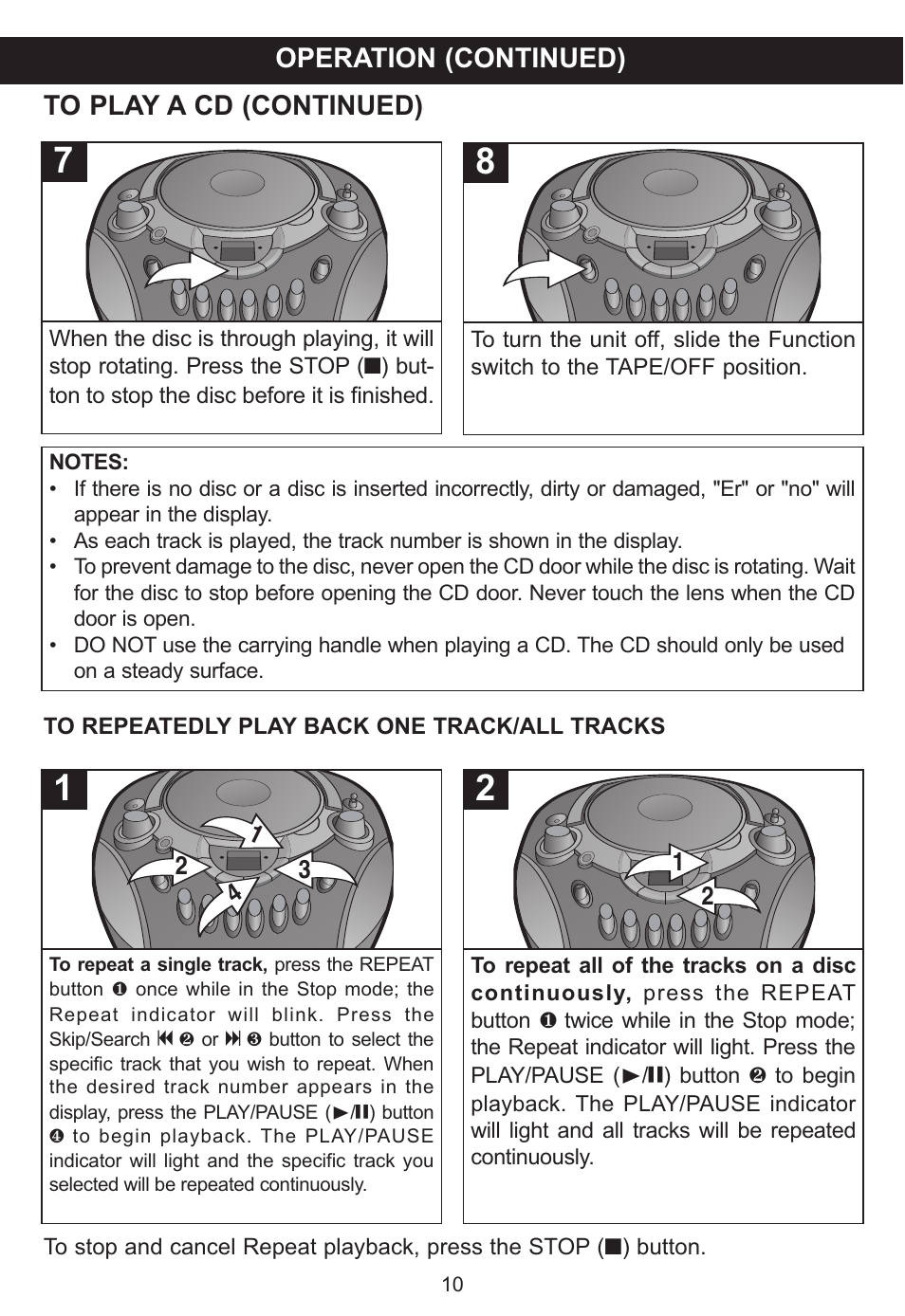 Operation (continued) | Memorex MP3134BLU User Manual | Page 11 / 40