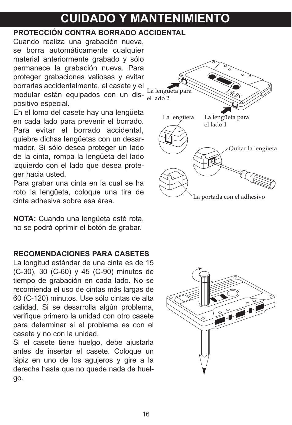 Cuidado y mantenimiento | Memorex MP3134BLU User Manual | Page 36 / 40