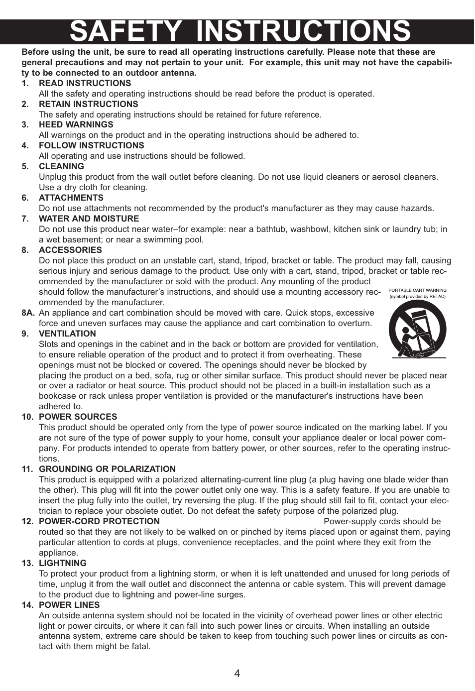 Safety instructions | Memorex MP3134BLU User Manual | Page 5 / 40