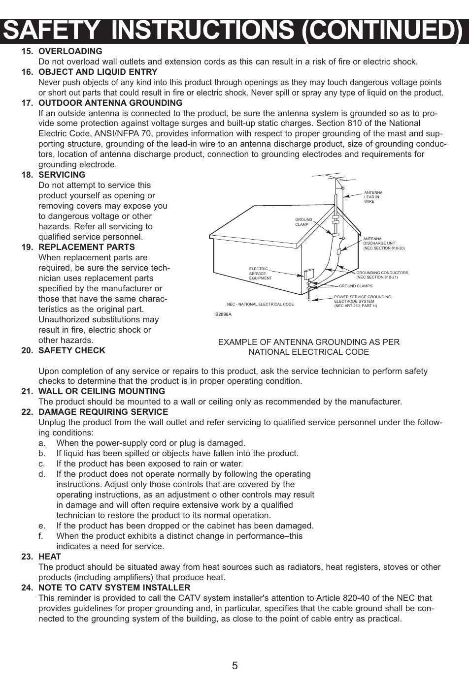 Safety instructions (continued) | Memorex MP3134BLU User Manual | Page 6 / 40