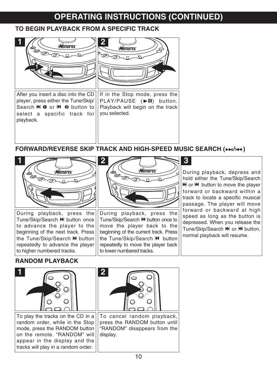 Operating instructions (continued) | Memorex MX4107 User Manual | Page 11 / 17