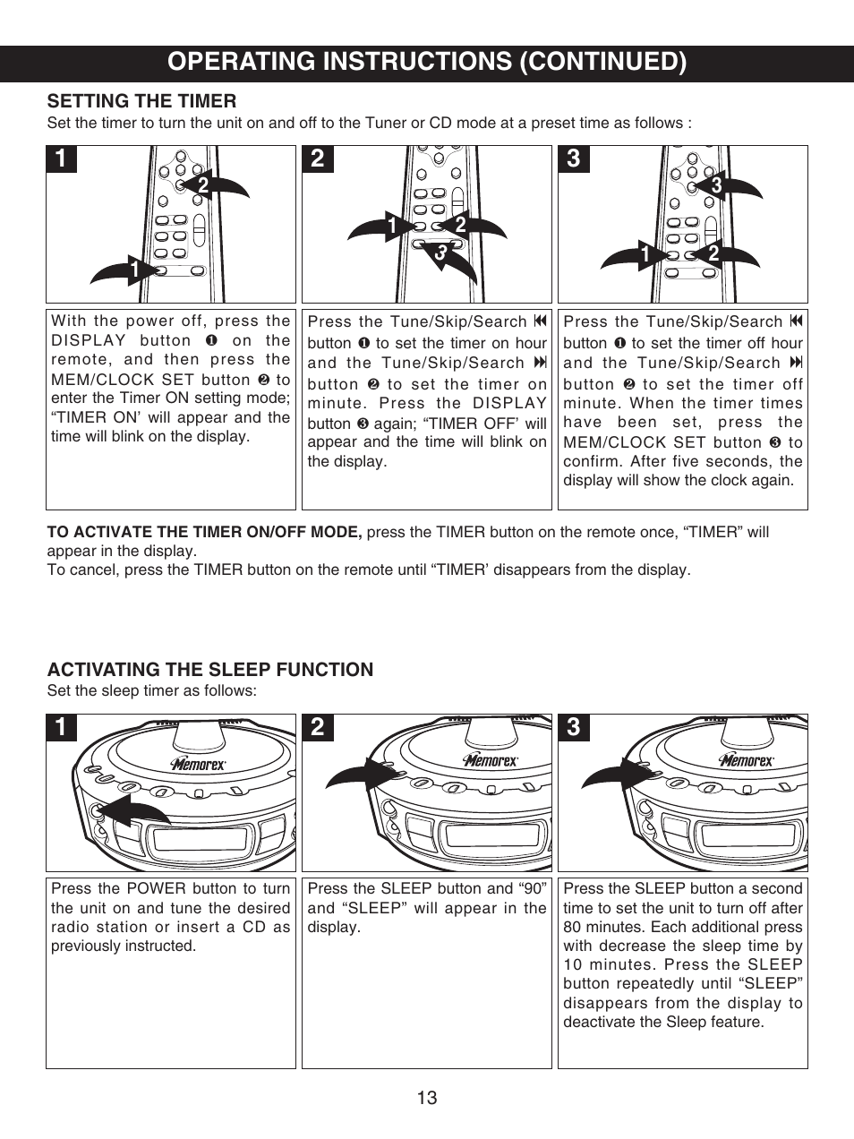 Operating instructions (continued) | Memorex MX4107 User Manual | Page 14 / 17