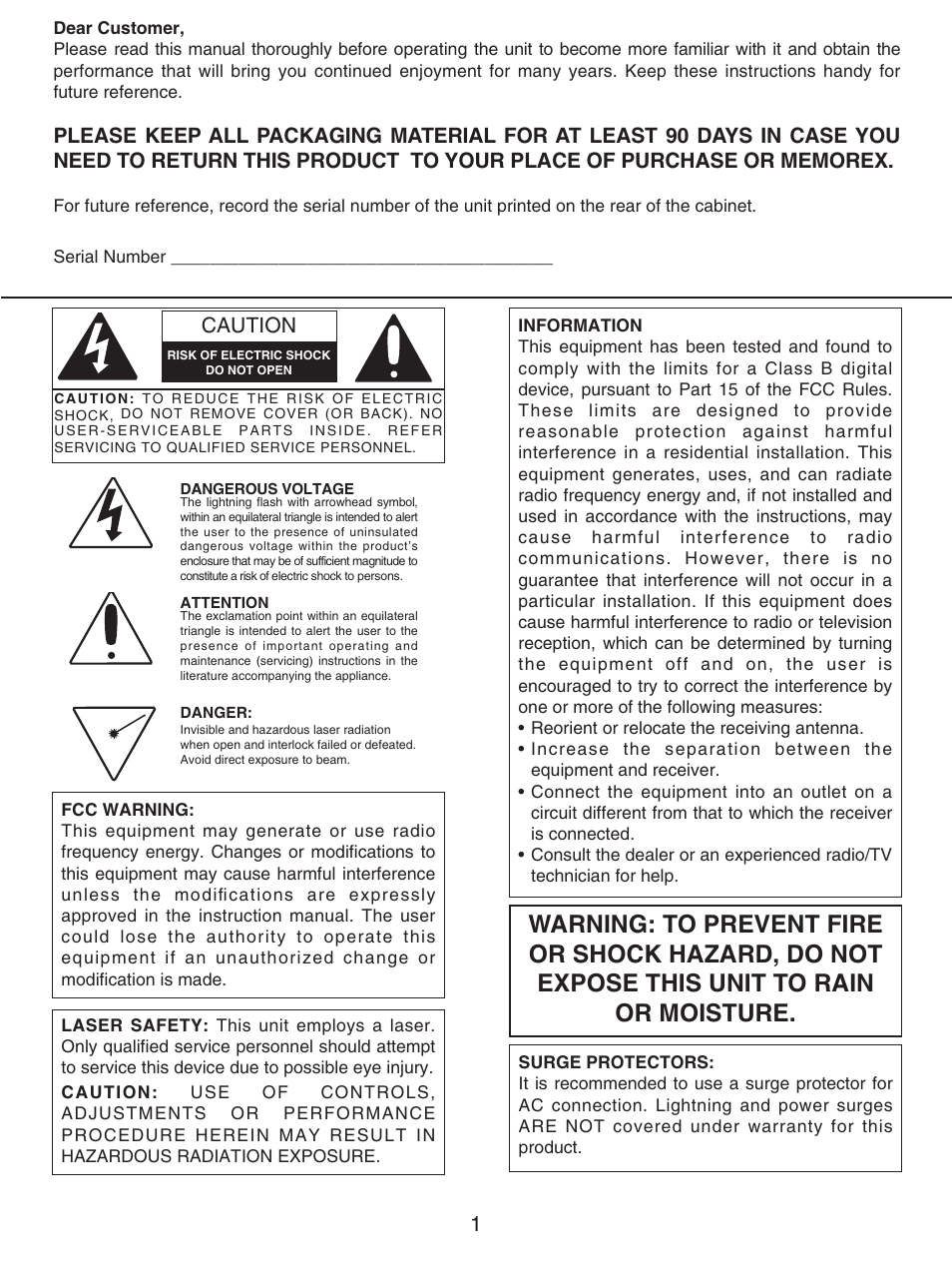 Caution | Memorex MX4107 User Manual | Page 2 / 17