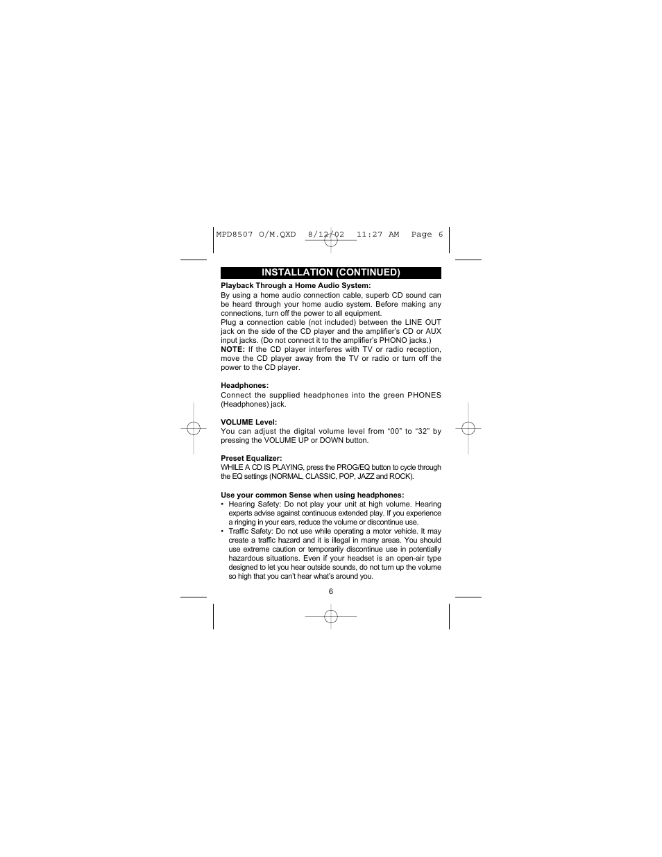 Installation (continued) | Memorex MPD8507 User Manual | Page 7 / 23