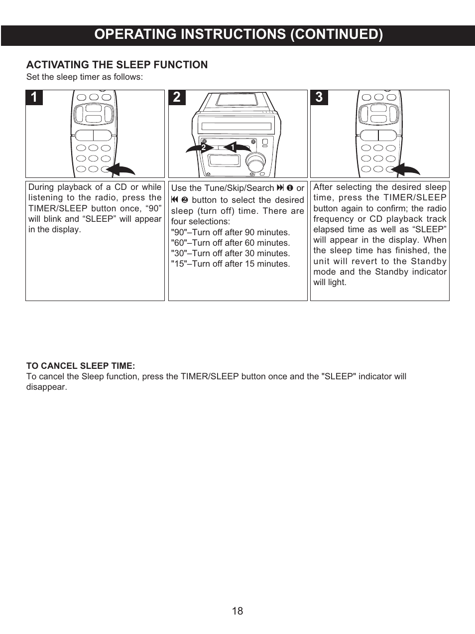 Operating instructions (continued) | Memorex MX4122 User Manual | Page 19 / 23