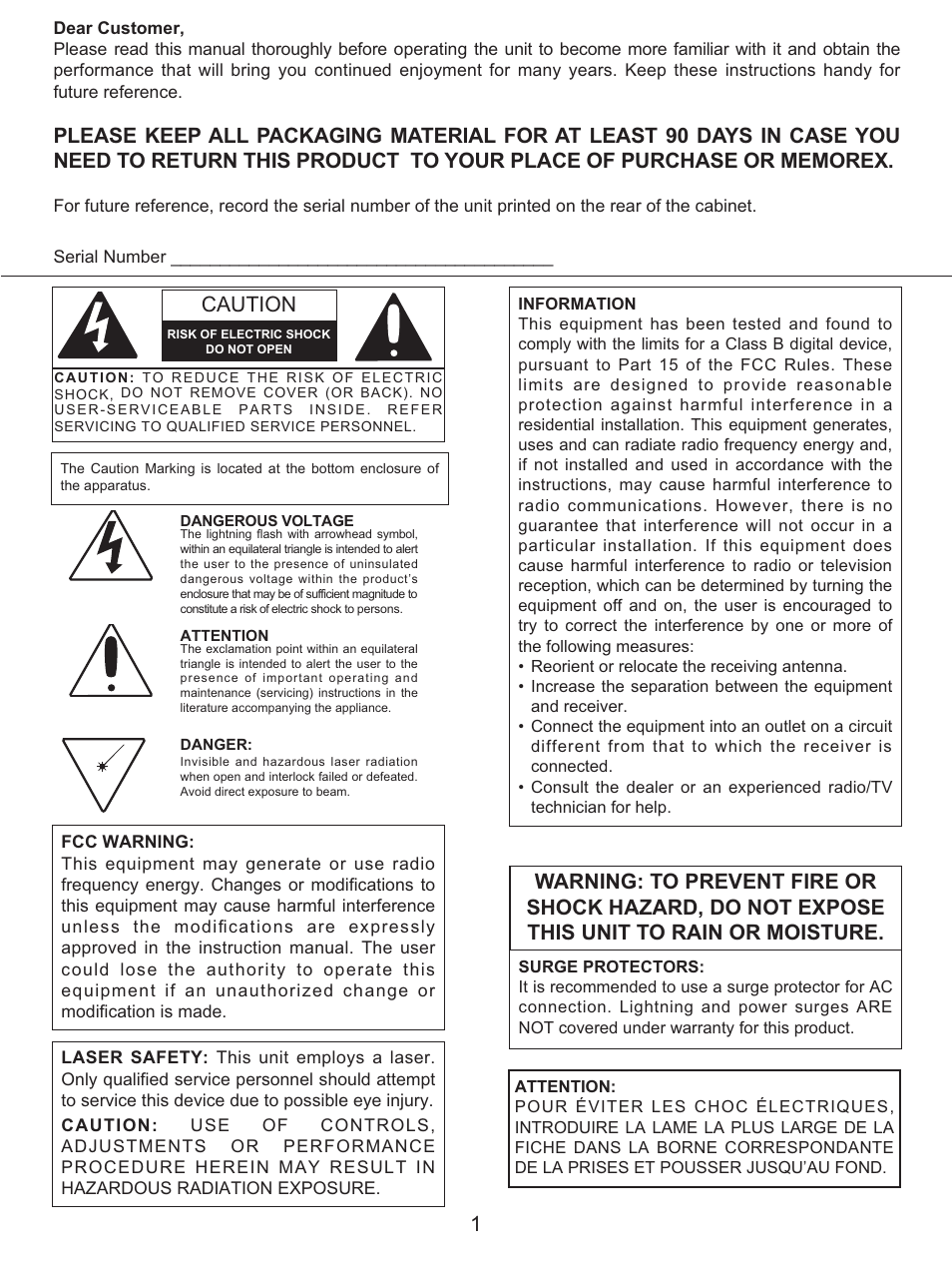 Caution | Memorex MX4122 User Manual | Page 2 / 23