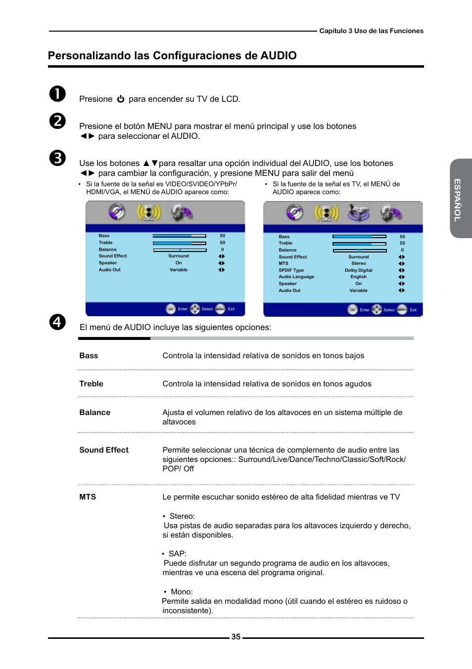 Personalizando las configuraciones de audio | Memorex MLT4221P User Manual | Page 87 / 103