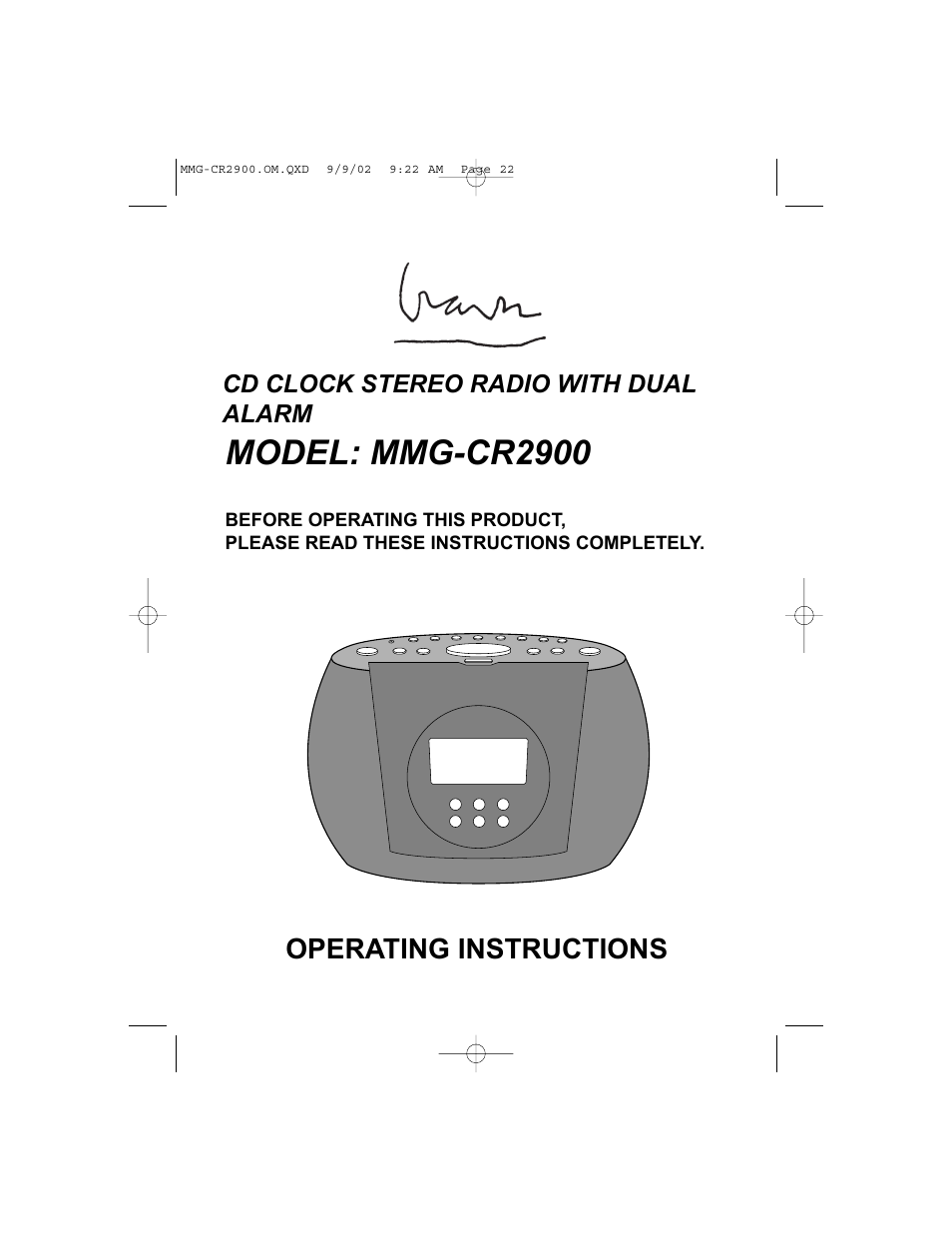 Memorex MMG-CR2900 User Manual | 22 pages