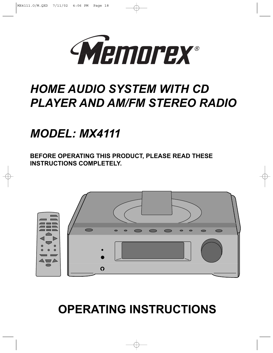 Memorex MX4111 User Manual | 18 pages