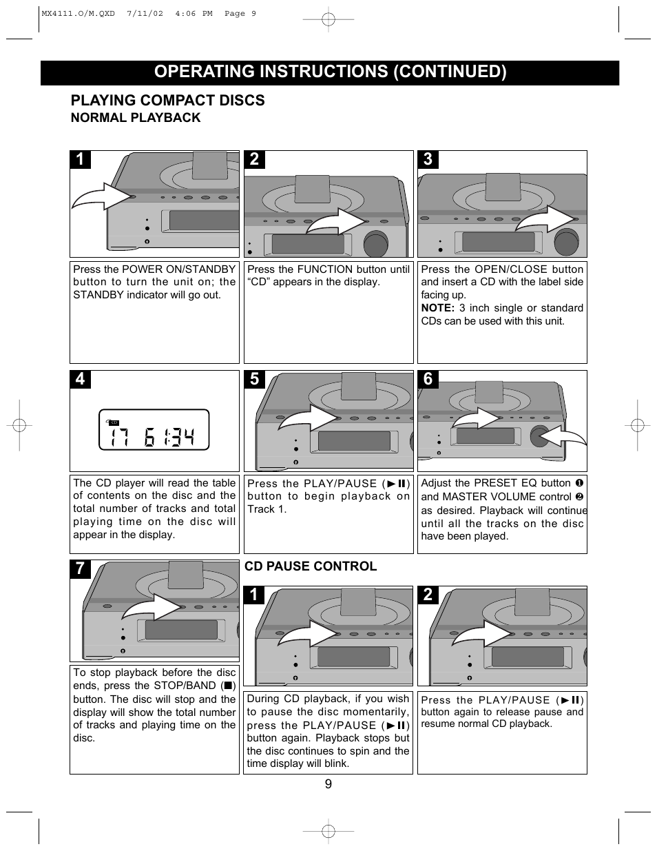 Operating instructions (continued) | Memorex MX4111 User Manual | Page 10 / 18