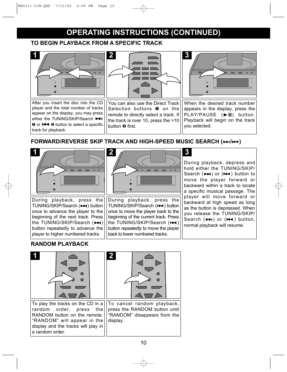 Operating instructions (continued) | Memorex MX4111 User Manual | Page 11 / 18