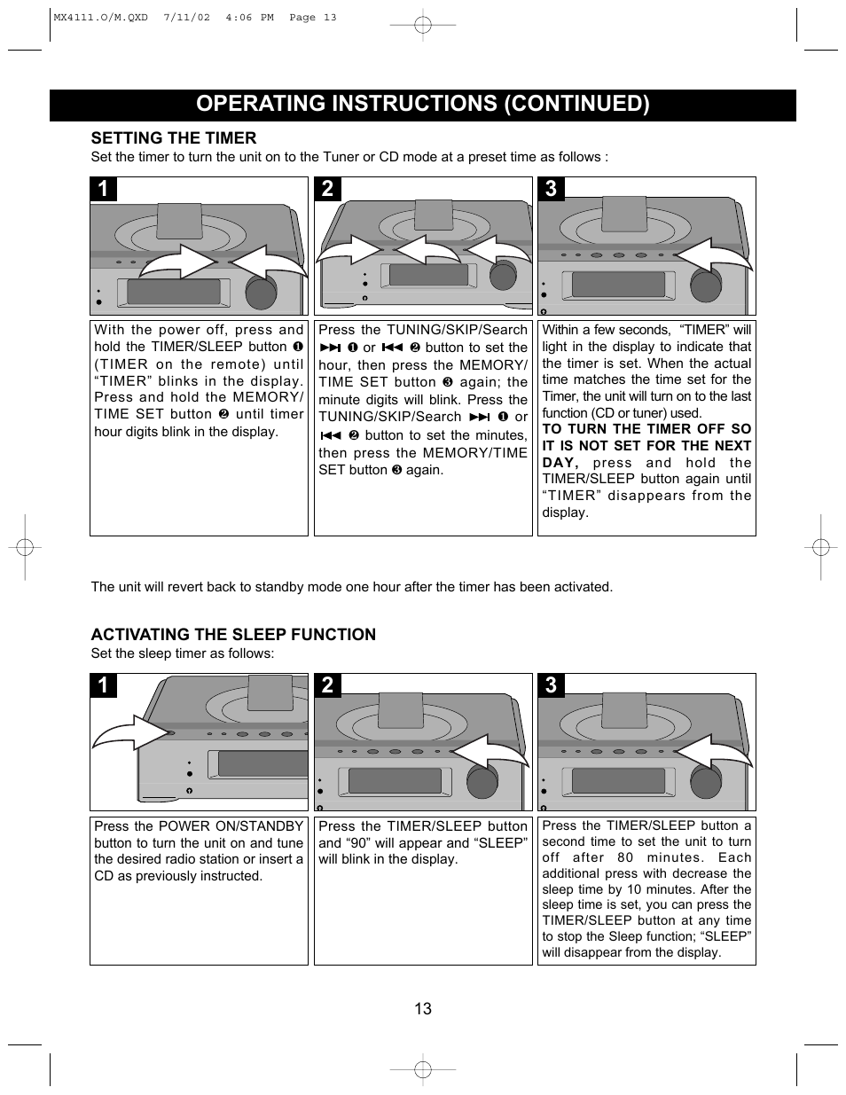 Operating instructions (continued) | Memorex MX4111 User Manual | Page 14 / 18