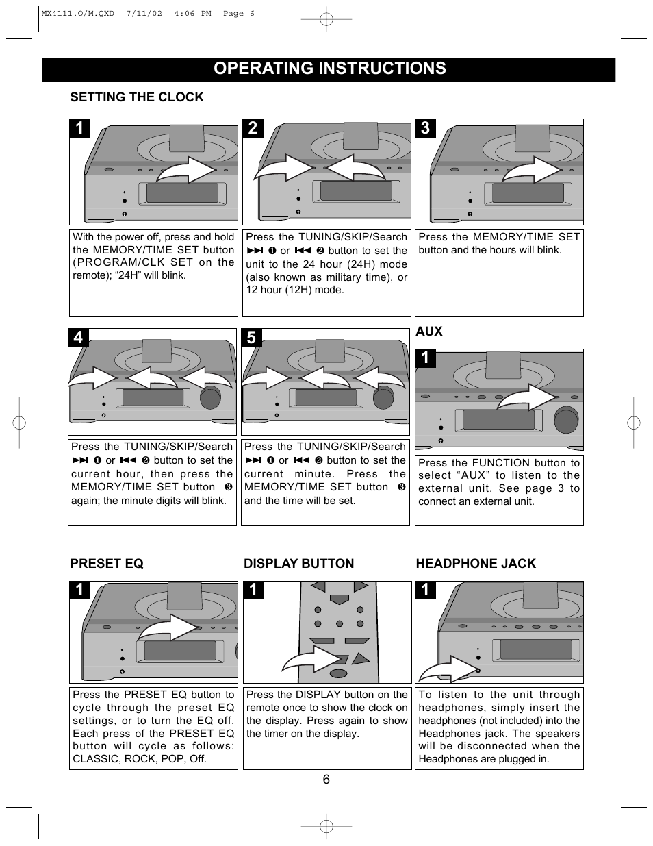 Operating instructions | Memorex MX4111 User Manual | Page 7 / 18