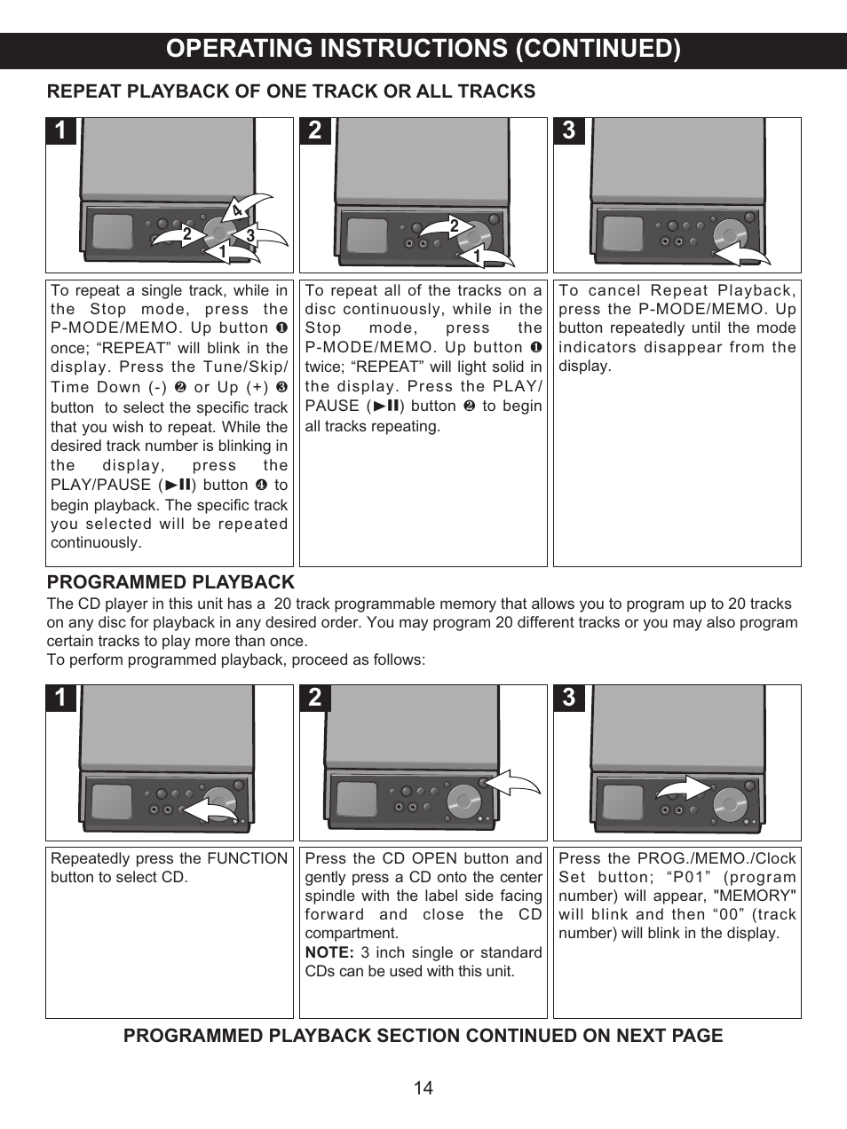 Operating instructions (continued) | Memorex MX4139 User Manual | Page 15 / 38