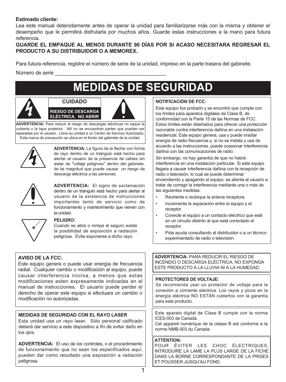 Medidas de seguridad | Memorex MX4139 User Manual | Page 20 / 38