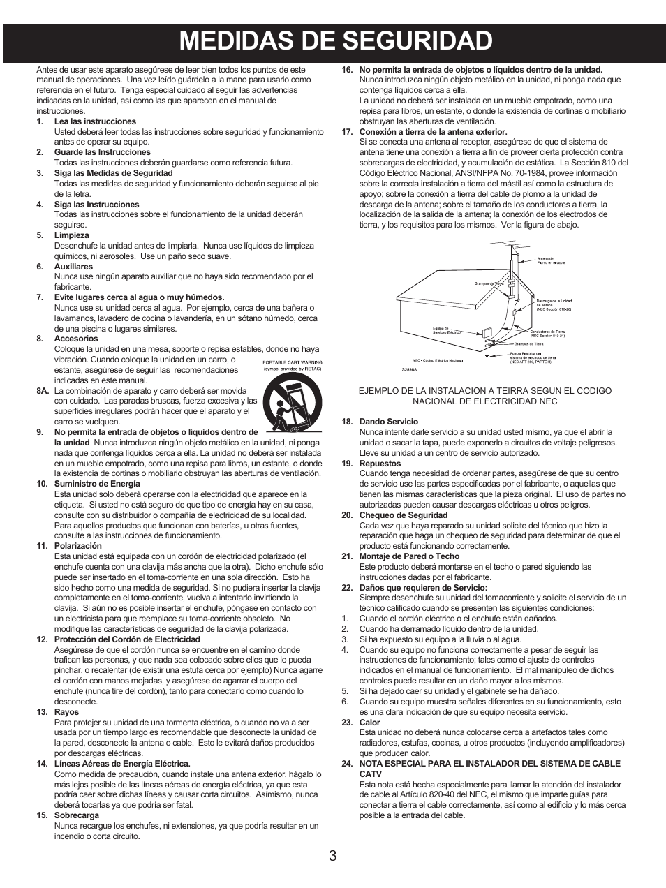 Medidas de seguridad | Memorex MX4139 User Manual | Page 22 / 38