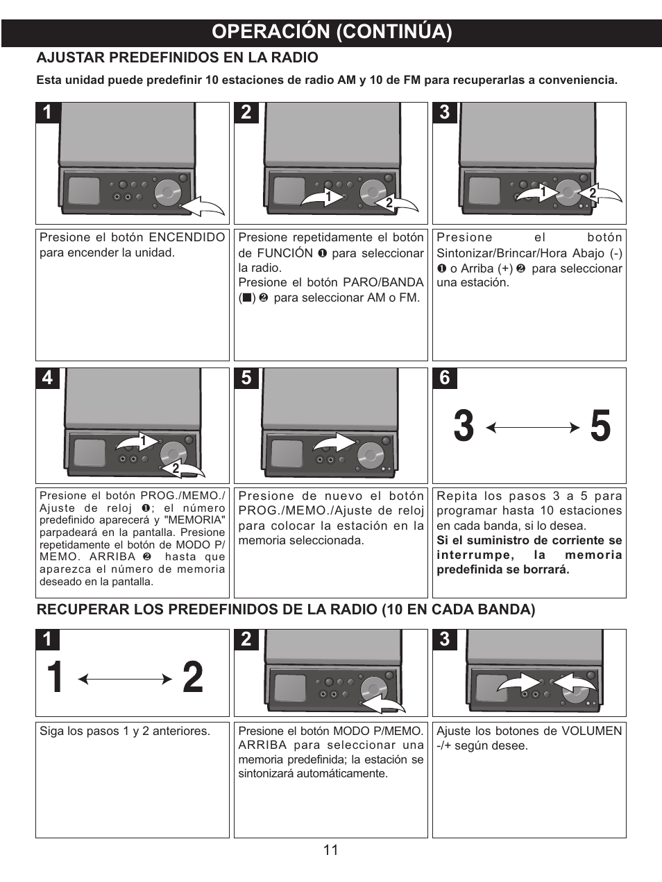 Operación (continúa) | Memorex MX4139 User Manual | Page 30 / 38